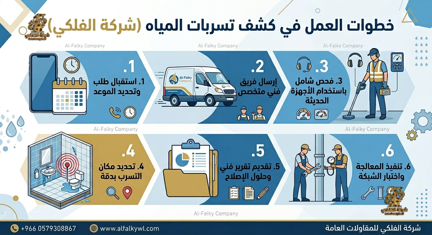 water leak detection steps infographic